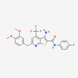 3-amino-6-[(3,4-dimethoxyphenyl)methyl]-N-(4-fluorophenyl)-4-(trifluoromethyl)thieno[2,3-b]pyridine-2-carboxamide - 939889-21-1
