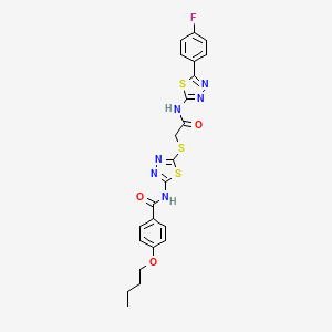 4-butoxy-N-(5-((2-((5-(4-fluorophenyl)-1,3,4-thiadiazol-2-yl)amino)-2-oxoethyl)thio)-1,3,4-thiadiazol-2-yl)benzamide - 389072-77-9