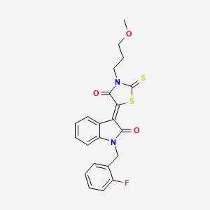 (Z)-5-(1-(2-fluorobenzyl)-2-oxoindolin-3-ylidene)-3-(3-methoxypropyl)-2-thioxothiazolidin-4-one - 865593-43-7
