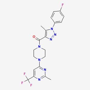 (1-(4-fluorophenyl)-5-methyl-1H-1,2,3-triazol-4-yl)(4-(2-methyl-6-(trifluoromethyl)pyrimidin-4-yl)piperazin-1-yl)methanone - 2034602-22-5