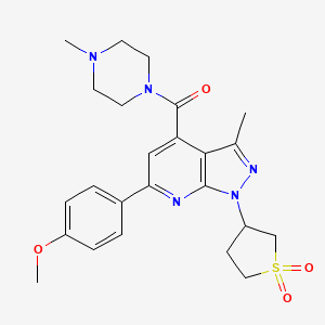 (1-(1,1-dioxidotetrahydrothiophen-3-yl)-6-(4-methoxyphenyl)-3-methyl-1H-pyrazolo[3,4-b]pyridin-4-yl)(4-methylpiperazin-1-yl)methanone - 1021250-31-6