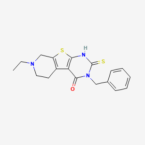 4-Benzyl-11-ethyl-5-sulfanyl-8-thia-4,6,11-triazatricyclo[7.4.0.0,2,7]trideca-1(9),2(7),5-trien-3-one - 352446-15-2