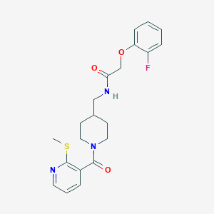 2-(2-fluorophenoxy)-N-((1-(2-(methylthio)nicotinoyl)piperidin-4-yl)methyl)acetamide - 1235108-28-7