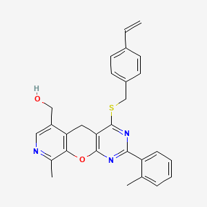(7-{[(4-Ethenylphenyl)methyl]sulfanyl}-14-methyl-5-(2-methylphenyl)-2-oxa-4,6,13-triazatricyclo[8.4.0.0^{3,8}]tetradeca-1(10),3(8),4,6,11,13-hexaen-11-yl)methanol - 892416-32-9