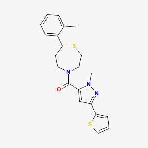(1-methyl-3-(thiophen-2-yl)-1H-pyrazol-5-yl)(7-(o-tolyl)-1,4-thiazepan-4-yl)methanone - 1706090-89-2