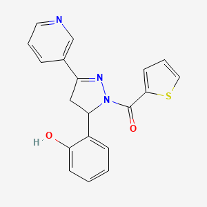 2-[3-(pyridin-3-yl)-1-(thiophene-2-carbonyl)-4,5-dihydro-1H-pyrazol-5-yl]phenol - 831232-62-3