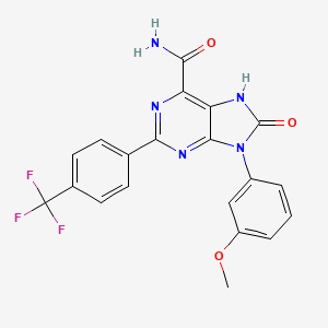 9-(3-methoxyphenyl)-8-oxo-2-(4-(trifluoromethyl)phenyl)-8,9-dihydro-7H-purine-6-carboxamide - 899741-91-4