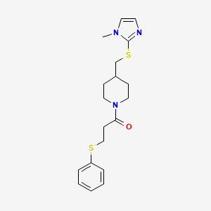 1-(4-(((1-methyl-1H-imidazol-2-yl)thio)methyl)piperidin-1-yl)-3-(phenylthio)propan-1-one - 1428378-37-3