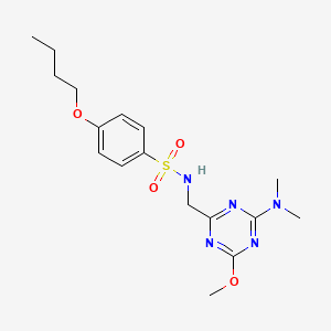 4-butoxy-N-((4-(dimethylamino)-6-methoxy-1,3,5-triazin-2-yl)methyl)benzenesulfonamide - 2034515-17-6