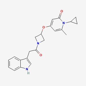 4-((1-(2-(1H-indol-3-yl)acetyl)azetidin-3-yl)oxy)-1-cyclopropyl-6-methylpyridin-2(1H)-one - 2034388-09-3