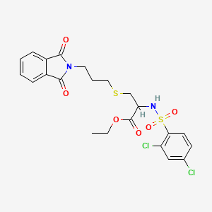 Ethyl 2-[(2,4-dichlorophenyl)sulfonylamino]-3-[3-(1,3-dioxoisoindol-2-yl)propylsulfanyl]propanoate - 1396966-97-4