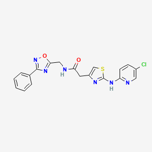 2-(2-((5-chloropyridin-2-yl)amino)thiazol-4-yl)-N-((3-phenyl-1,2,4-oxadiazol-5-yl)methyl)acetamide - 1327242-20-5