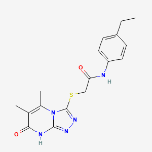 2-((5,6-dimethyl-7-oxo-7,8-dihydro-[1,2,4]triazolo[4,3-a]pyrimidin-3-yl)thio)-N-(4-ethylphenyl)acetamide - 891129-76-3