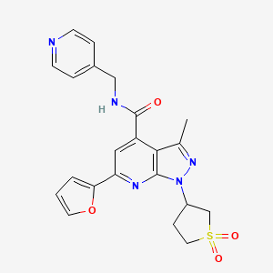 1-(1,1-dioxidotetrahydrothiophen-3-yl)-6-(furan-2-yl)-3-methyl-N-(pyridin-4-ylmethyl)-1H-pyrazolo[3,4-b]pyridine-4-carboxamide - 1021262-92-9