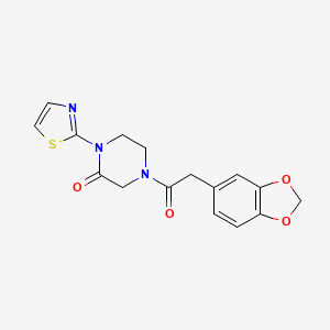 4-(2-(Benzo[d][1,3]dioxol-5-yl)acetyl)-1-(thiazol-2-yl)piperazin-2-one - 2309552-70-1