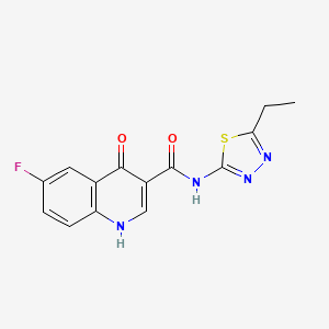 N-[(2E)-5-ethyl-1,3,4-thiadiazol-2(3H)-ylidene]-6-fluoro-4-hydroxyquinoline-3-carboxamide - 951942-98-6