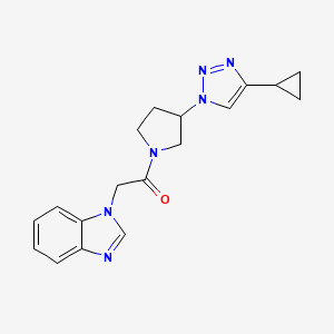 2-(1H-1,3-benzodiazol-1-yl)-1-[3-(4-cyclopropyl-1H-1,2,3-triazol-1-yl)pyrrolidin-1-yl]ethan-1-one - 2034223-24-8