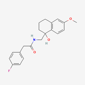 2-(4-fluorophenyl)-N-((1-hydroxy-6-methoxy-1,2,3,4-tetrahydronaphthalen-1-yl)methyl)acetamide - 2034411-87-3