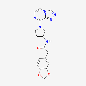 2-(2H-1,3-benzodioxol-5-yl)-N-(1-{[1,2,4]triazolo[4,3-a]pyrazin-8-yl}pyrrolidin-3-yl)acetamide - 2034422-55-2
