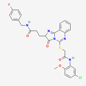 3-[5-({[(5-chloro-2-methoxyphenyl)carbamoyl]methyl}sulfanyl)-3-oxo-2H,3H-imidazo[1,2-c]quinazolin-2-yl]-N-[(4-fluorophenyl)methyl]propanamide - 1037293-46-1