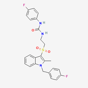 1-(2-((1-(4-fluorobenzyl)-2-methyl-1H-indol-3-yl)sulfonyl)ethyl)-3-(4-fluorophenyl)urea - 946291-96-9