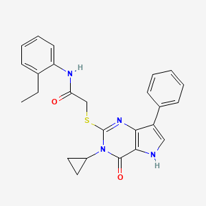 2-((3-cyclopropyl-4-oxo-7-phenyl-4,5-dihydro-3H-pyrrolo[3,2-d]pyrimidin-2-yl)thio)-N-(2-ethylphenyl)acetamide - 2034583-95-2