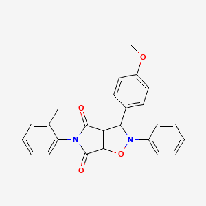 3-(4-methoxyphenyl)-2-phenyl-5-(o-tolyl)dihydro-2H-pyrrolo[3,4-d]isoxazole-4,6(5H,6aH)-dione - 1005266-97-6