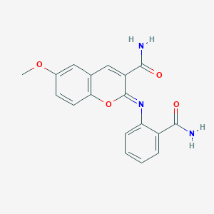 (2Z)-2-[(2-carbamoylphenyl)imino]-6-methoxy-2H-chromene-3-carboxamide - 312703-55-2