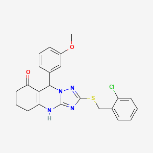 2-((2-chlorobenzyl)thio)-9-(3-methoxyphenyl)-5,6,7,9-tetrahydro-[1,2,4]triazolo[5,1-b]quinazolin-8(4H)-one - 536982-72-6
