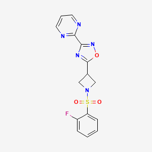 5-(1-((2-Fluorophenyl)sulfonyl)azetidin-3-yl)-3-(pyrimidin-2-yl)-1,2,4-oxadiazole - 1327629-38-8