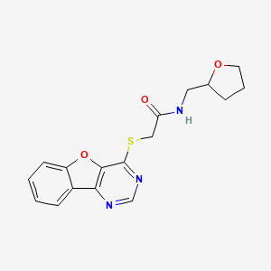 2-(benzofuro[3,2-d]pyrimidin-4-ylthio)-N-((tetrahydrofuran-2-yl)methyl)acetamide - 846026-36-6