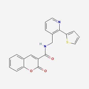 2-oxo-N-((2-(thiophen-2-yl)pyridin-3-yl)methyl)-2H-chromene-3-carboxamide - 2034398-59-7