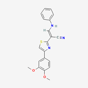 (E)-2-(4-(3,4-dimethoxyphenyl)thiazol-2-yl)-3-(phenylamino)acrylonitrile - 1322202-61-8
