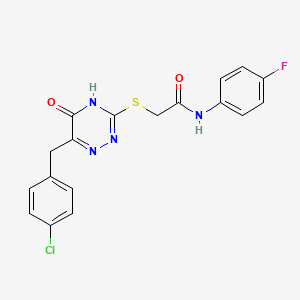 2-((6-(4-chlorobenzyl)-5-oxo-4,5-dihydro-1,2,4-triazin-3-yl)thio)-N-(4-fluorophenyl)acetamide - 898624-90-3