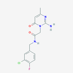2-(2-amino-4-methyl-6-oxo-1,6-dihydropyrimidin-1-yl)-N-[(3-chloro-4-fluorophenyl)methyl]acetamide - 1251627-36-7