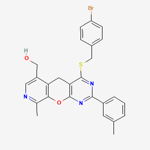 (7-{[(4-Bromophenyl)methyl]sulfanyl}-14-methyl-5-(3-methylphenyl)-2-oxa-4,6,13-triazatricyclo[8.4.0.0^{3,8}]tetradeca-1(10),3(8),4,6,11,13-hexaen-11-yl)methanol - 892416-83-0