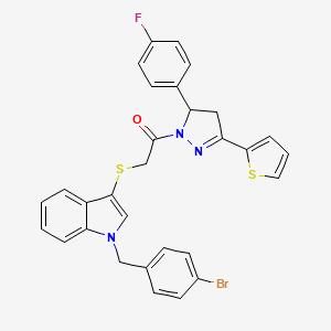 2-((1-(4-bromobenzyl)-1H-indol-3-yl)thio)-1-(5-(4-fluorophenyl)-3-(thiophen-2-yl)-4,5-dihydro-1H-pyrazol-1-yl)ethanone - 681274-53-3