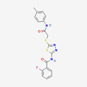 2-fluoro-N-(5-((2-oxo-2-(p-tolylamino)ethyl)thio)-1,3,4-thiadiazol-2-yl)benzamide - 392291-56-4
