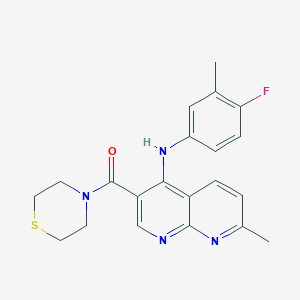 N-(4-fluoro-3-methylphenyl)-7-methyl-3-(thiomorpholine-4-carbonyl)-1,8-naphthyridin-4-amine - 1251619-79-0