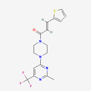 (E)-1-(4-(2-methyl-6-(trifluoromethyl)pyrimidin-4-yl)piperazin-1-yl)-3-(thiophen-2-yl)prop-2-en-1-one - 2035007-57-7