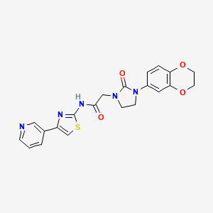 2-(3-(2,3-dihydrobenzo[b][1,4]dioxin-6-yl)-2-oxoimidazolidin-1-yl)-N-(4-(pyridin-3-yl)thiazol-2-yl)acetamide - 1331346-52-1