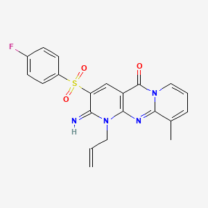 5-(4-fluorophenyl)sulfonyl-6-imino-11-methyl-7-prop-2-enyl-1,7,9-triazatricyclo[8.4.0.03,8]tetradeca-3(8),4,9,11,13-pentaen-2-one - 847159-65-3
