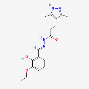 (E)-3-(3,5-dimethyl-1H-pyrazol-4-yl)-N'-(3-ethoxy-2-hydroxybenzylidene)propanehydrazide - 634884-75-6