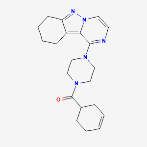 1-(cyclohex-3-ene-1-carbonyl)-4-{7H,8H,9H,10H-pyrazino[1,2-b]indazol-1-yl}piperazine - 2034597-54-9