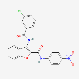 3-(3-chlorobenzamido)-N-(4-nitrophenyl)benzofuran-2-carboxamide - 887898-38-6