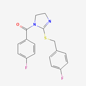 (2-((4-fluorobenzyl)thio)-4,5-dihydro-1H-imidazol-1-yl)(4-fluorophenyl)methanone - 851865-79-7