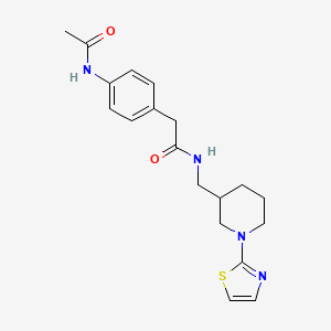 2-(4-acetamidophenyl)-N-((1-(thiazol-2-yl)piperidin-3-yl)methyl)acetamide - 1795299-25-0