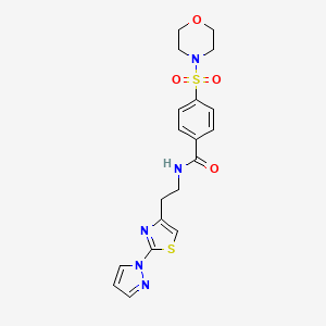 4-(morpholine-4-sulfonyl)-N-{2-[2-(1H-pyrazol-1-yl)-1,3-thiazol-4-yl]ethyl}benzamide - 1428358-77-3
