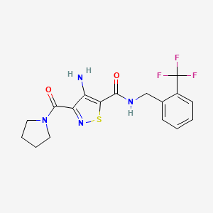 4-amino-3-(pyrrolidine-1-carbonyl)-N-(2-(trifluoromethyl)benzyl)isothiazole-5-carboxamide - 1286705-87-0