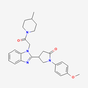 1-(4-methoxyphenyl)-4-{1-[2-(4-methylpiperidin-1-yl)-2-oxoethyl]-1H-1,3-benzodiazol-2-yl}pyrrolidin-2-one - 942862-90-0